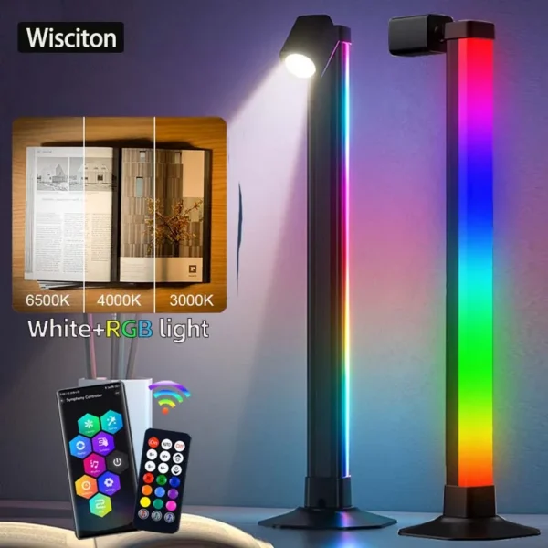 2n1 Desktop RGB Computer Atmosphere Light LED Music Rhythm Sensing Festival Decoration Lamp E-sports TV Background Wall Lighting — Generic