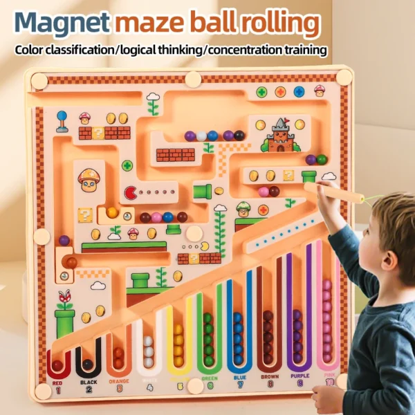 Kid Magnetic Maze Walking Ball Baby Concentration Training, Writing Logic Thinking Old Early Education Puzzle Toy Christmas gift — Kid