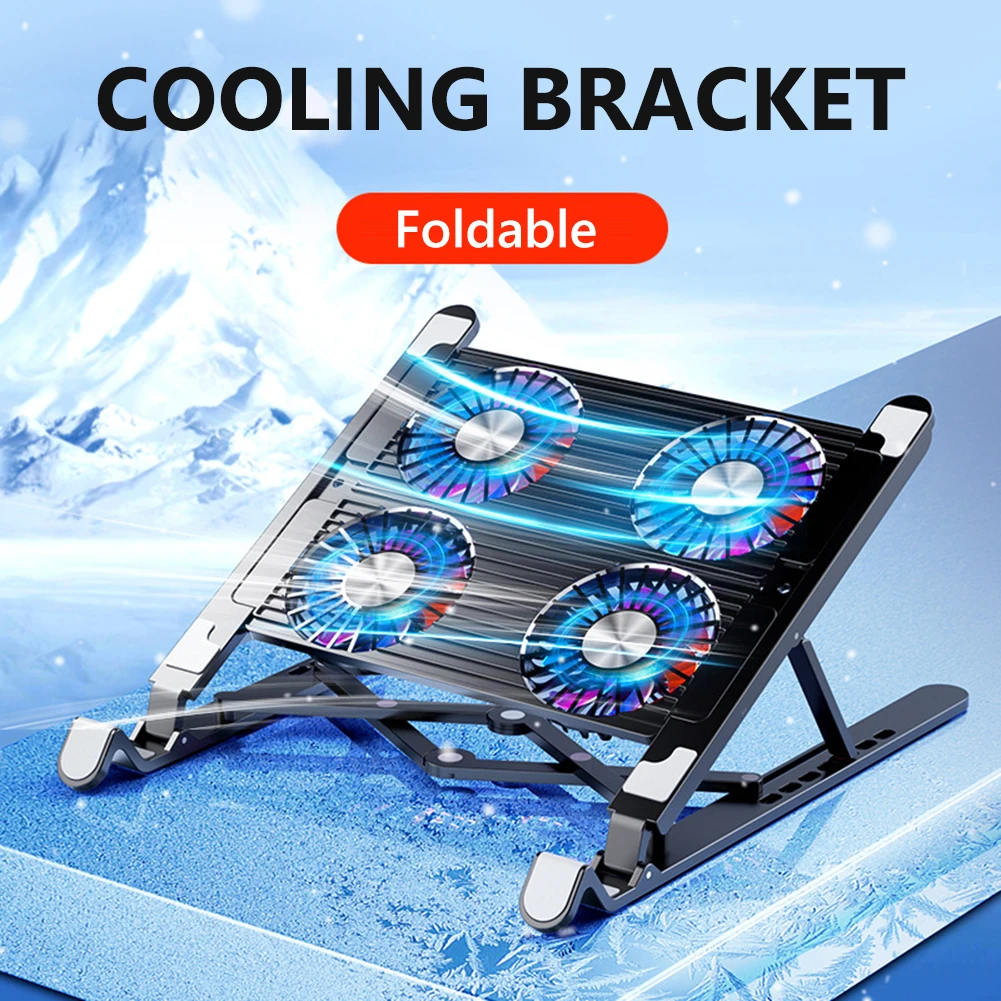 Laptop Cooling Pad with 2/4 Fans Foldable Notebook Stand RGB Silent Gaming Laptop Cooler Fan 7 Height for 11-17.3 Inch Notebook — Laptop