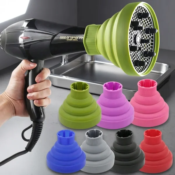 1pc universal silicone hair dryer diffuser cover adjustable heat-resistant accessory, used to define curly and frizzy control — Generic