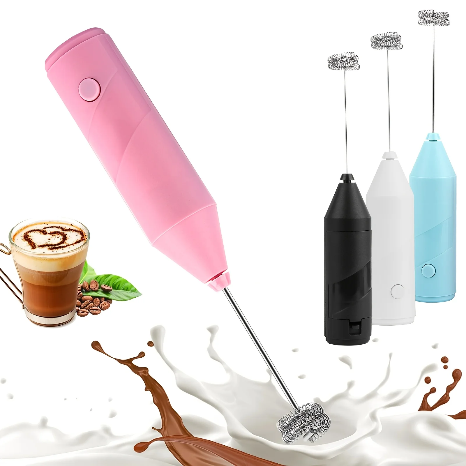 S290e8e68d02a4e978dc6d178cdf5e2cej.webp 1-Pack Handheld Electric Milk Frother 4 Colors | Drink Mixer & Egg Beater for Coffee, Latte Cappuccino Portable Kitchen Gadget — Generic