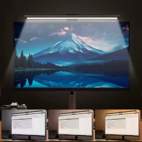 Dimming Lighting Computer Monitor Screen Light Bar LED Desk Lamp Monitor Light Bar Eye-Care Stepless Table Lamp for Work Gaming — Dimming