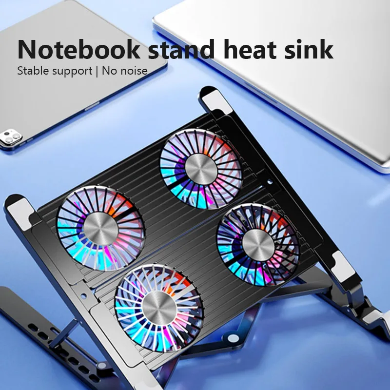 New Laptop Cooler Base Stand Foldable Laptop Cooling Pad Portable Adjustable Notebook Stand for 13-17.3 Inch with 4 Fans — New