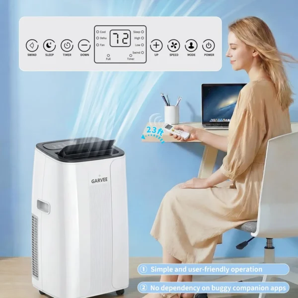14000 BTU Portable AC Unit With Remote, 3 In 1 Air Conditioner Dehumidifier Fan, Child Lock For Rooms Up To 750 Sq Ft — Generic