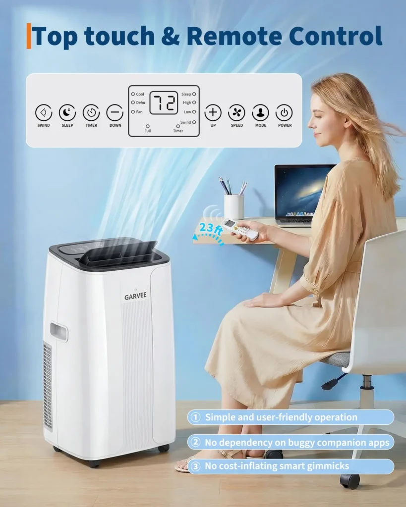 14000 BTU Portable AC Unit With Remote, 3 In 1 Air Conditioner Dehumidifier Fan, Child Lock For Rooms Up To 750 Sq Ft — Generic