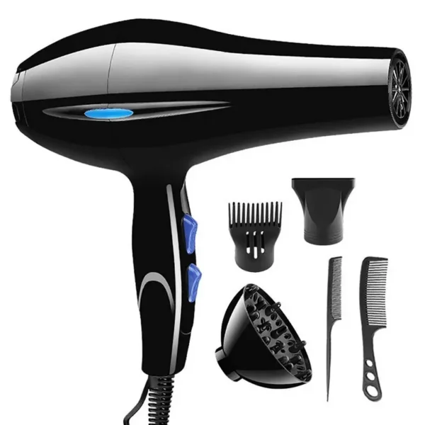Dryer 2200W With Diffuser Black Dryer 2200W Powerful Hair Dryer With Dryer Attachments Styling Nozzles Pointed Tail Comb Flat — Dryer