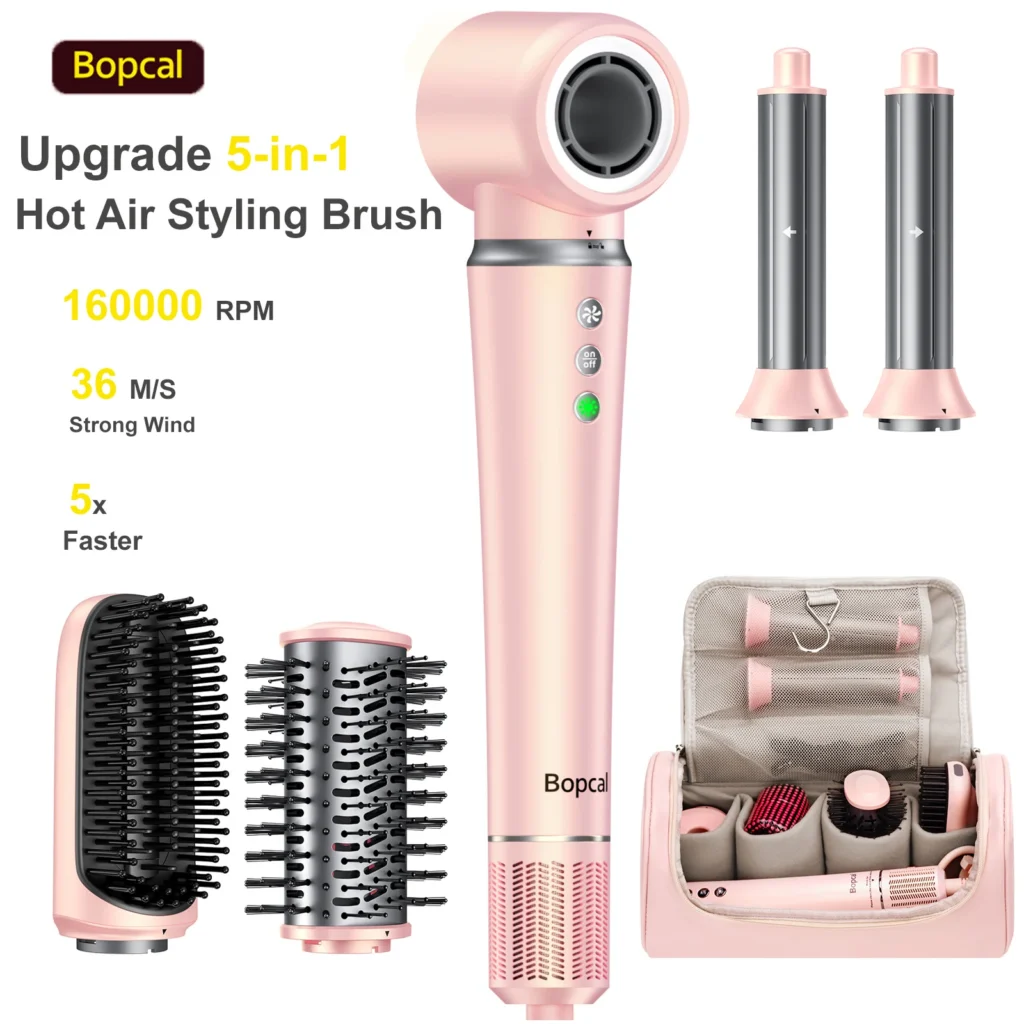 5 in 1 High Speed Hair Dryer,Hot Air Comb Set,Hair Brush,Curling Iron,Hair Straightener Styling Tool, Blow Dryer Gift Box — Generic