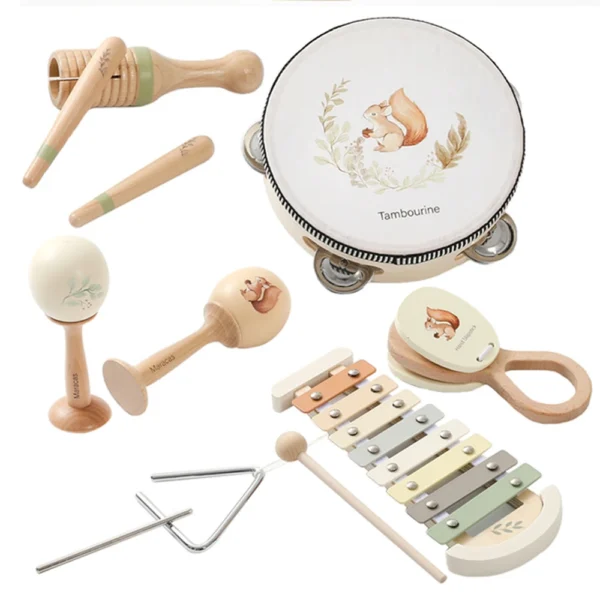 Kids Wooden Montessori Toys Musical Instruments Rattle Toys Wooden Squirrel Percussion Instruments Preschool Educational Toys — Kids