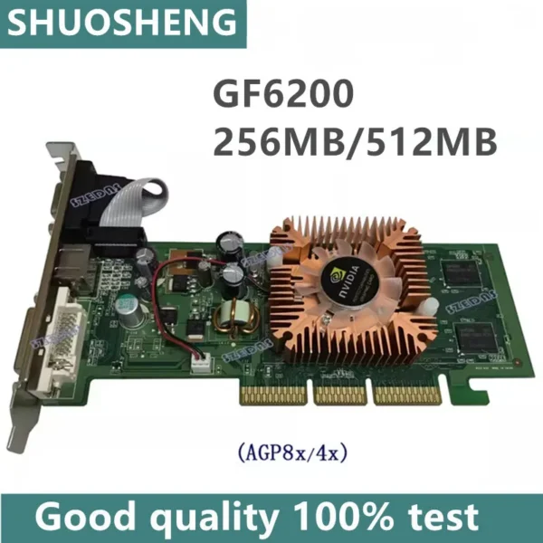 New GF6200 256MB 64Bit DDR2 AGP8X 4X AGP Graphics Card — New