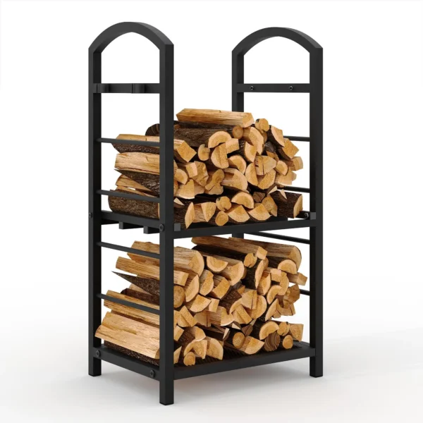 30 Inch Firewood Rack Outdoor Indoor, High Outdoor Wood Racks for Firewood, Fire Wood Storage with Kindling Hooks — Generic
