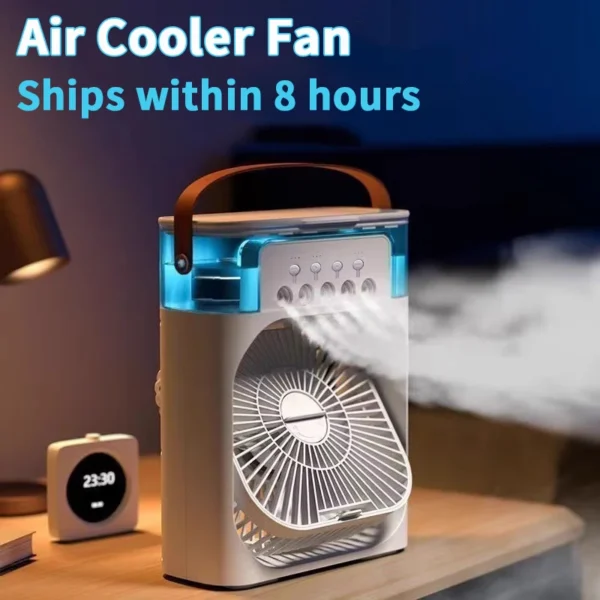 New 3 In 1 Fan AIr Conditioner Household Mini Air Cooler LED Night Light Portable Humidifier Air Adjustment Fan Office Home Fan — New