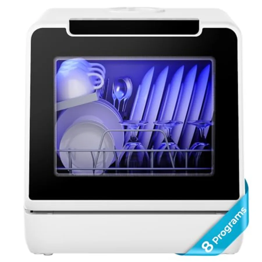Portable Mini Dishwasher for Apartments RVs with 5L Water Tank No Hookup Needed Self Clean/Baby Care/Air Dry Stainless Steel In — Portable