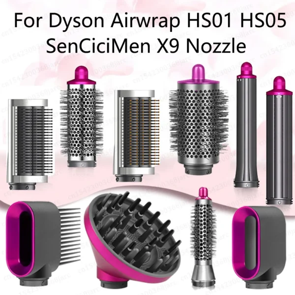 Hair Curler Nozzle For Dyson Airwrap HS01 HS05 Sencicimen X9 Hair Dryer Accessories Multi Hair Styler Hard Soft Smoothing Brush — Dyson