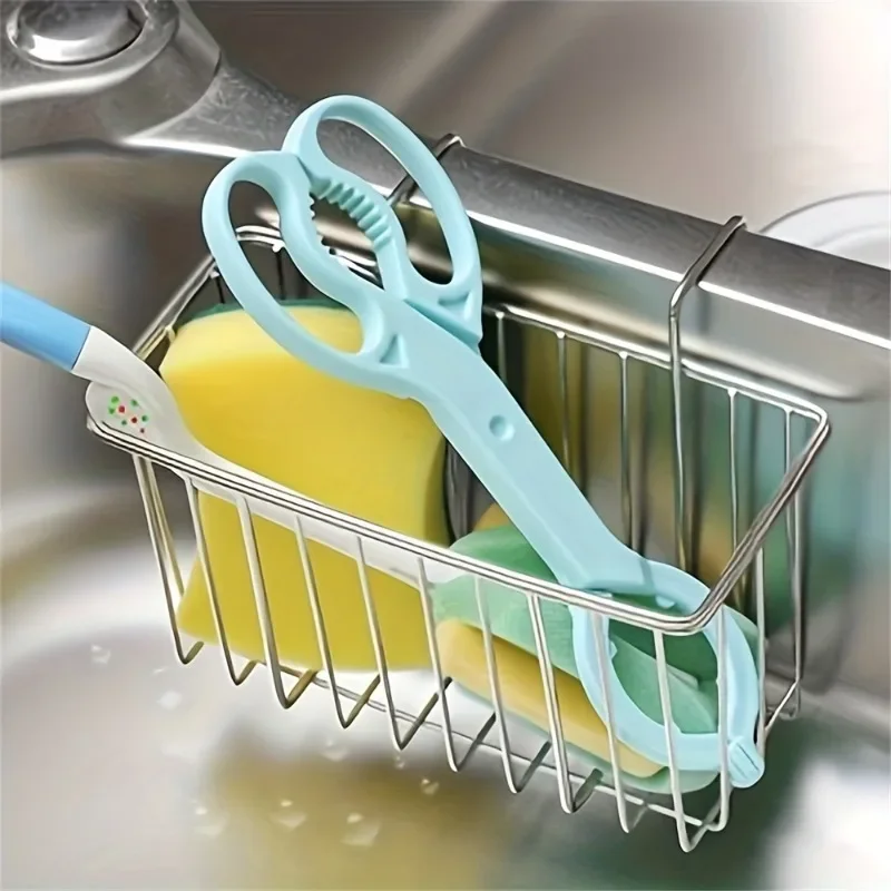 Sponge Holder, Brush and Soap Dishwashing Liquid Drainer Basket - Essential Kitchen Accessory for Easy Cleaning and Organization — Sponge