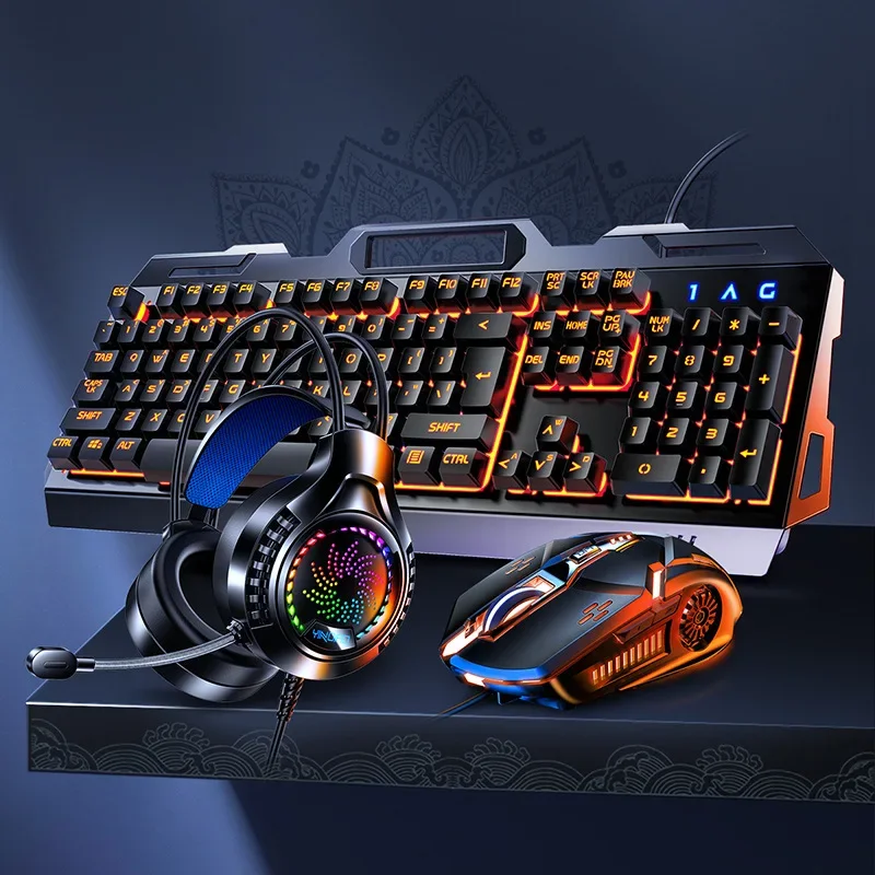 RGB Gamer Keyboard Gaming Keyboard and Mouse Headphone Gamer Kit Backlit USB Wired Computer KeyboardFor Pc Laptop 3 In1 Teclado — RGB