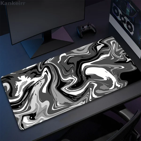 Computer Mouse Pad Strata Liquid Gaming Accessory Mousepad Black White Large Desk Mat Gamer Rubber XXL 50x100 Mause Carpet Run — Computer