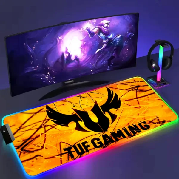 Pc Gaming Accessories TUF RGB Mousepad LED Desk Mat Large Mouse Pad Computer Gamer Keyboard Mat Gamer Xxl Deskmat Decoration — Pc