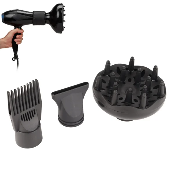 3Pcs/Set Hair Dryer Diffuser Nozzle Set Blow Dryer Diffuser Plastic Hair Dryer Attachment Dryer Nozzle Comb — Generic
