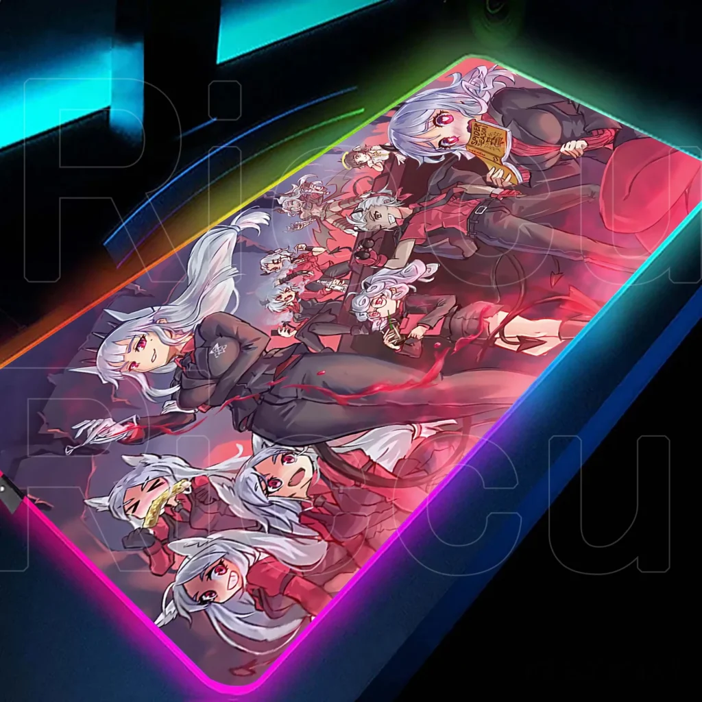 RGB Anime Helltaker Gaming MousePad LED Table Mats Backlit Aesthetic Decoration Edge locking PC Accessories Speed soft LaptopRog — RGB