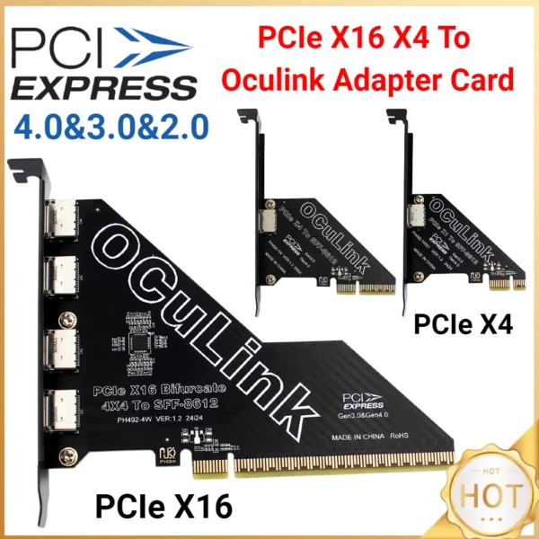 PCIe X16 To SFF 8611&8612 Adapter Card PCIe 4.0 X4 To Oculink Adapter PCle4.0 PCIe X1 SSD To U.2 OCUlink SFF-8612 Adapter Card — PCIe