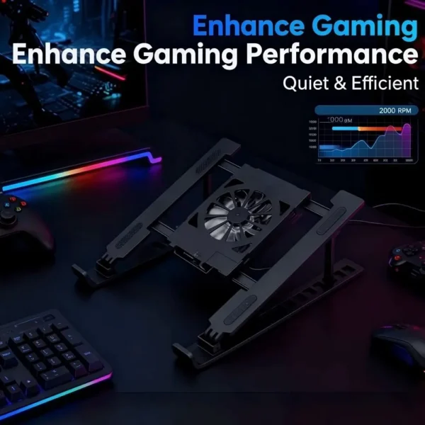 Universal Laptop Cooling Stand Adjustable Foldable Laptop Lift Stand with Fan Multi-High Adjustment TabletPC Hanging Holder — Universal
