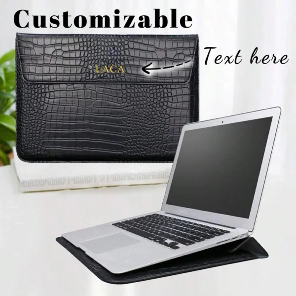Customized letter Crocodile PU leather men's laptop case bag 13.3/15.4 Pro Laptop stand cover case, unisex — Customized