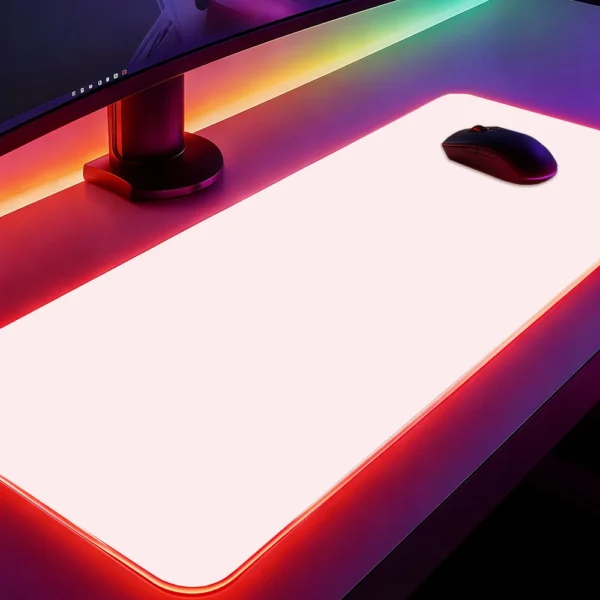 Pink Green Purple Large Solid Minimalist Mouse Pad Gaming LED Table Pads Micro USB Backlit Rubber RGB Desk Mats Desktop XXL — Pink