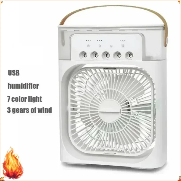 New 3 In 1 Portable Mini Air Cooler Fan Household Air Conditioner with LED Night Light & Humidifier for Home Office Office Home — New