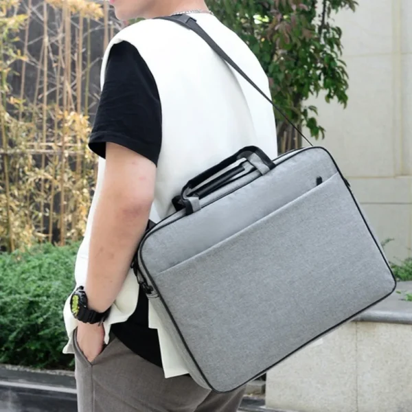 15.6/17 Inch Business Laptop Bag Shoulder Strap with Handle Portable Laptop Bags Briefcase Solid Color Laptop Shoulder Bag — Generic