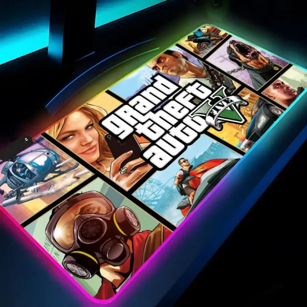 Grand Theft Auto GTA Mouse Pad Rgb Xxl Laptop Mat Gaming Mousepad Backlit Keyboard Gamer Girl Table Pads Desk — Grand