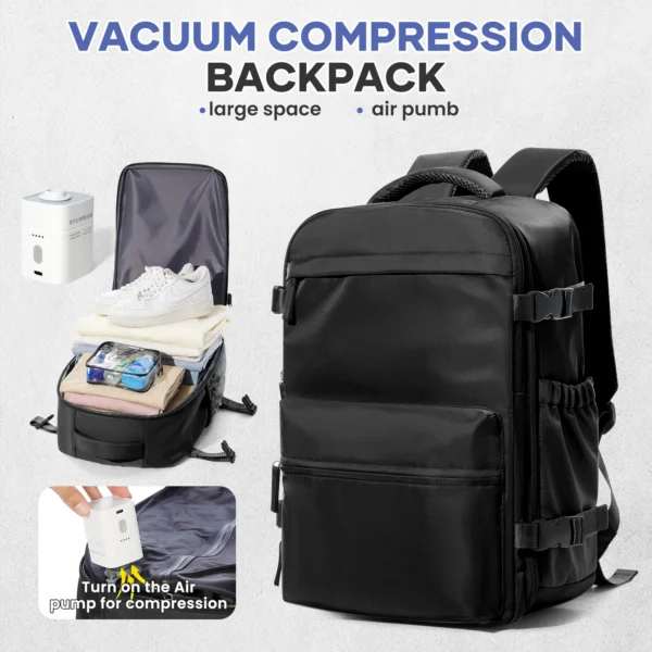 Vacuum Backpack Travel Bag for Men Large Capacity Backpack Business Laptop Backpack Women Men Expandable Backpack School Bag — Vacuum