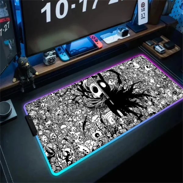 RGB Mouse Pad Rubber Office PC Hollow Knight Mousepad LED Gamer Gaming Desk Keyboard Mat Computer Laptop Kawaii Anime Table Pad — RGB