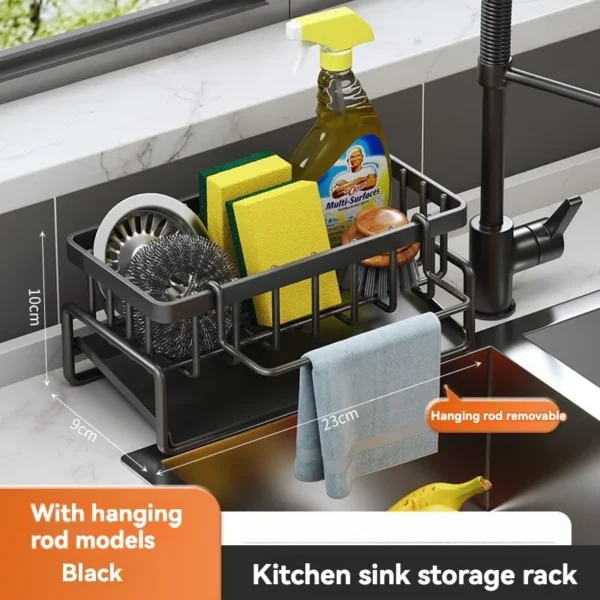Multi-Functional Sink Dish Drying Rack Expandable Stainless Steel Utensil Holder with Drain Basket for Small Kitchen Spaces — Multi-Functional