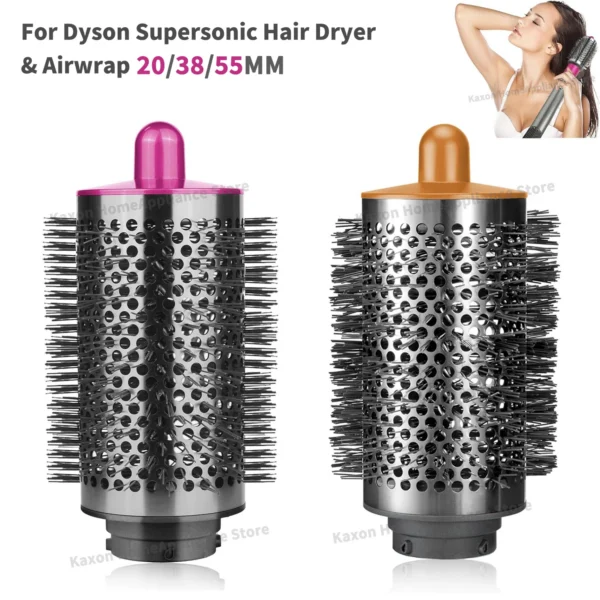 20/38/55MM Round Brush Attachment Compatible with Dyson Airwrap HS01/05/08 Nickel Big Round Brush Volumizer For Dyson Hair Dryer — Dyson