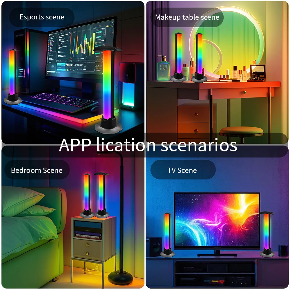 RGB Symphony Desktop Headphone Stand Ambience Light Gaming Computer Sound Pickup Rhythm Night Light for Esports — RGB