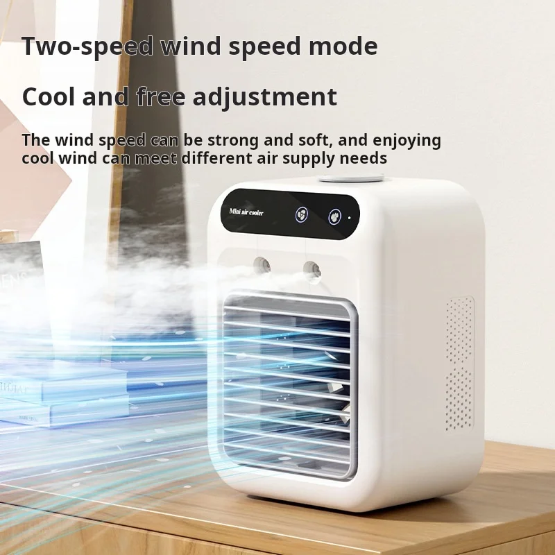Mini USB Desk Fan Portable Quiet Cool Air Conditioner for Bedroom Home Use with Humidifying Spray Function Tabletop Fan — Mini