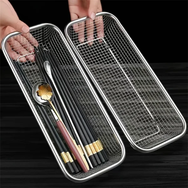 2PCS disinfection cabinet chopstick cage, dishwasher basket for washing and drying, stainless steel cutlery storage rack — Generic