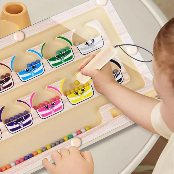 Montessori Magnetic Color Sorting Maze Number Maze Toys Wooden Puzzle Activity Board Fine Motor Toys for Toddlers Boys Girls — Montessori