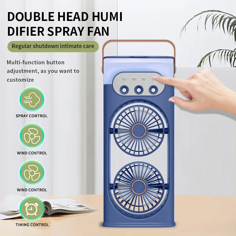 2026 New Double-head Spray Fan Office Home Desktop Humidification Refrigeration Fan Portable Cooler Mobile Air Conditioner — Generic