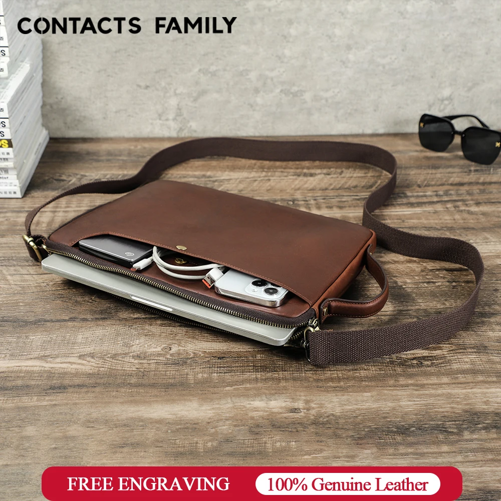 S685a172e1a114c80965cbc034d5295feK.webp Men's Genuine Leather Laptop Bag For MacBook Pro Air 14 13 Handbag Crossbody Briefcase Bussiness Handbag With Shoulder Strap — MAC