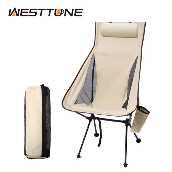 WESTTUNE Portable Folding Camping Chair with Headrest Lightweight Tourist Chairs Aluminum Alloy Fishing Chair Outdoor Furniture — WESTTUNE