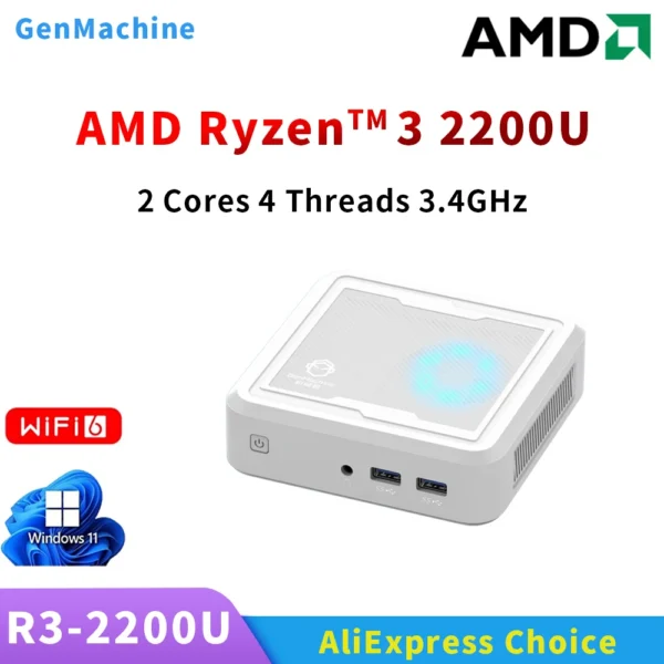 Genmachine AMD Ryzen 3 2200U Mini PC 2C4T CPU 8GB RAM+256GB ROM DDR4 NVME SSD Wifi5 BT 4.2 Gaming Computer RX Vega 10 Graphice — MAC