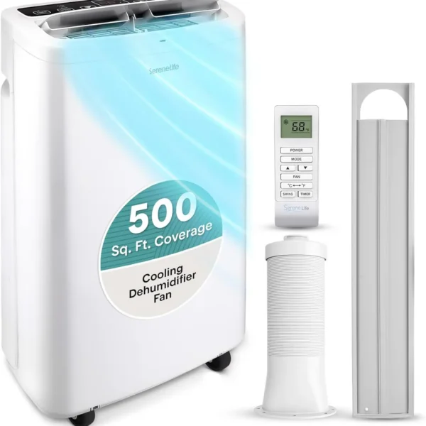 Portable Air Conditioner 14,000 BTU with Dehumidifier for Rooms Up to 650 sq ft – Remote Control & Window Exhaust Kit — Portable