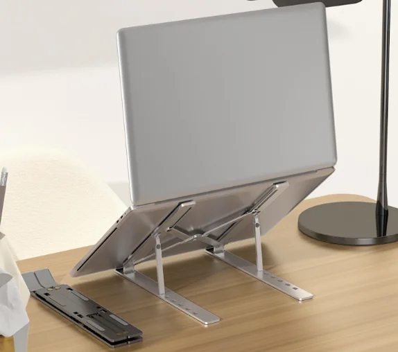 Portable Laptop Stand Adjustable Height, Foldable Laptop Riser for Desk, Ventilated Notebook Holder for All Laptops — Portable