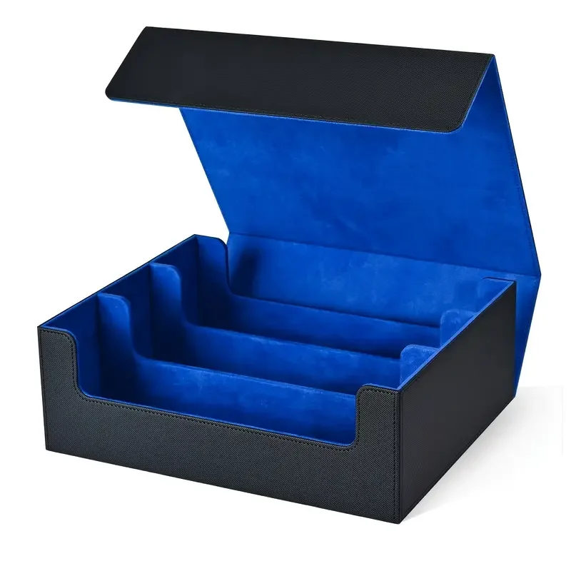 Trading card storage box, can hold 1800+ single decks, magnetic closure PU leather card box, fits for TCG,Yugion cards — Trading