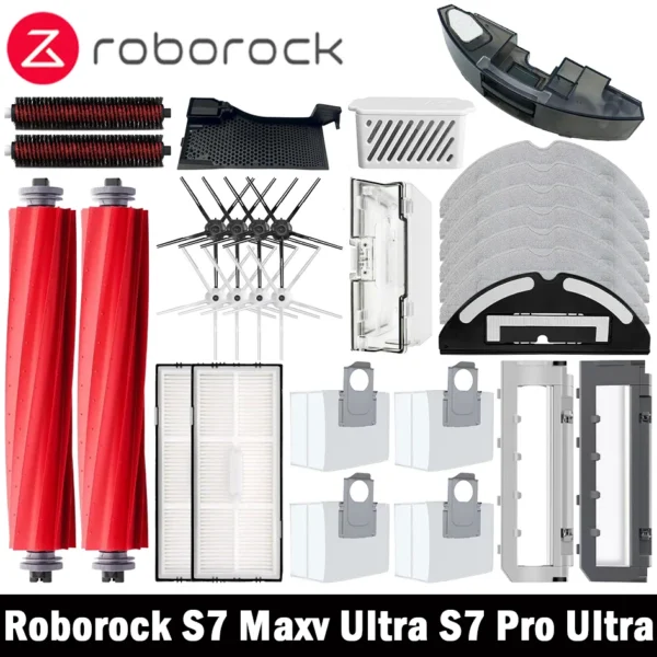 Main Side Brush Mop Hepa Filter Dust Bag Cleaning Rolling Brush Roborock S7 Maxv Ultra S7 Pro Ultra Robot Vacuum Accessories — Roborock