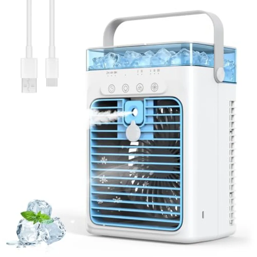 Portable Air Conditioners Personal Evaporative Air Cooler 3-Speed Small AC Fan 8H Auto-off Mini Air Conditioner Cooling Fan for — Portable