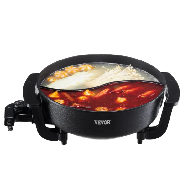 SucceBuy Electric Hot Pot 5 L Double-flavor Shabu Shabu Pot Non-Stick Electric Cooker with Divider Glass Lid for 6-10 People — SucceBuy
