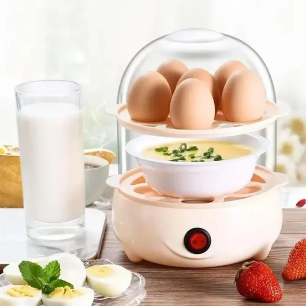 Multifunctional Electric Egg Boiler, Double Layer Egg Steamer and Poacher for Cooking Breakfast in Kitchen — Multifunctional
