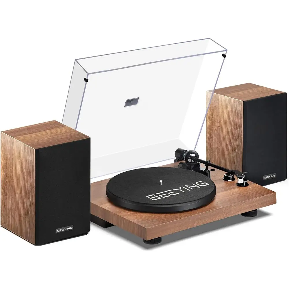 S71ef8e1aa6654144acfcaa186877b0d3D.webp Bluetooth Vinyl Turntable with 36W Stereo Speakers, Hi-Fi System, USB Recording, Auto Stop — Bluetooth